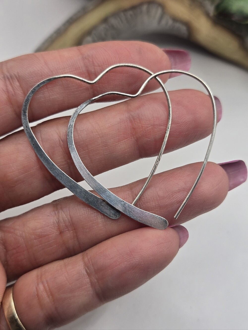 Delicate Sterling Silver Heart Hoop Earrings - Open Heart Drop